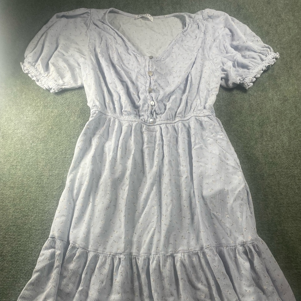 Light Blue Midi Dress with Button Front